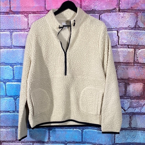 Bp Cozy Jacket Cream Sherpa Pullover Large - Picture 1 of 6